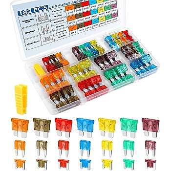 182PCS Car Fuses Kit - Standard & Mini & Low Profile Mini Fuse 182PCS Car Fuses Kit - Standard & Mini & Low Profile Mini Fuse