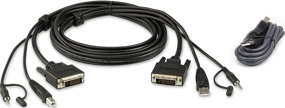 ATEN DVI to DVI Cable 6 FT DVI Male to Male Dual Link DVI-D Audio USB Combo Cable Kit for PC Desktop Monitor Projector