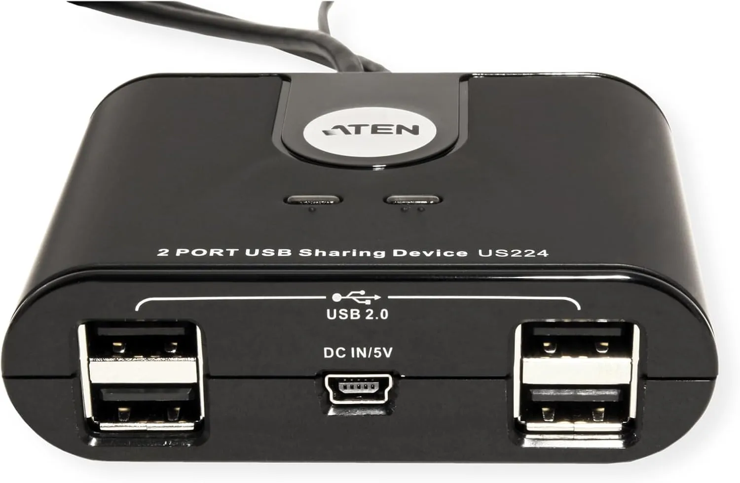 ATEN US224 2 x 4 USB 2.0 Peripheral Sharing USB Switch 2 Computers Share 4 Devices Simple Remote Port Selector Included Supports Optional USB Power Adapter - Windows Mac Linux