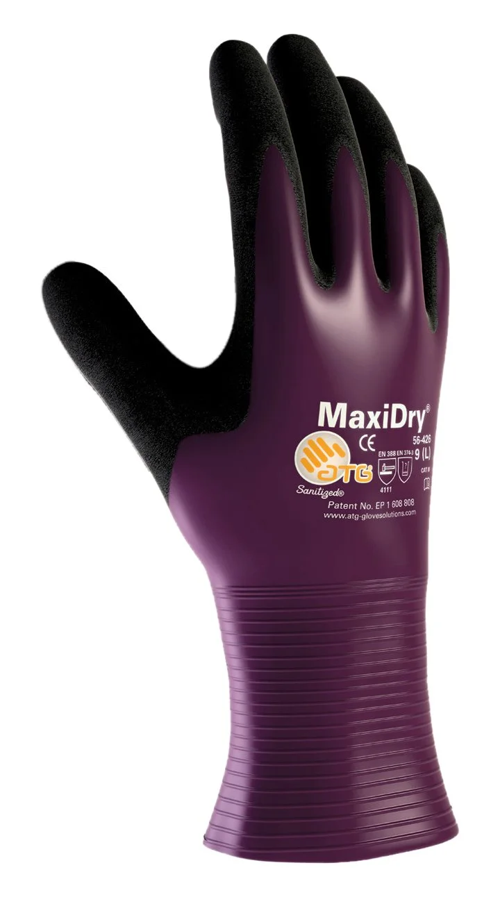 ATG MaxiDry 56-426/XL Drivers Style Nitrile Non-Slip Work Gloves - Purple XL