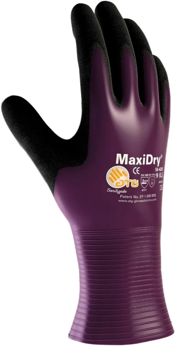 ATG MaxiDry 56-426/XL Drivers Style Nitrile Non-Slip Work Gloves - Purple XL