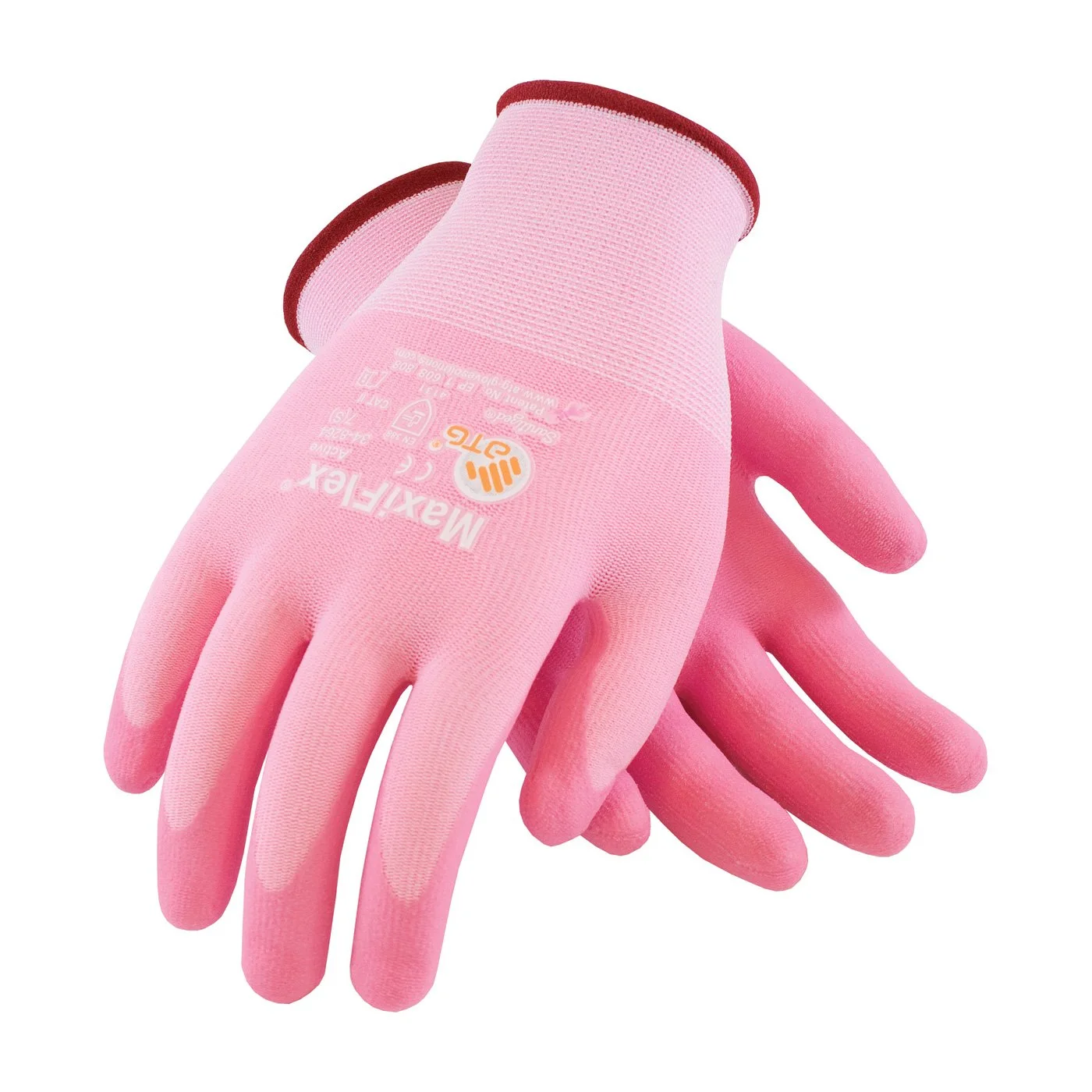 ATG Maxiflex Active 34-8264/L, 15G Pink Nylon/Elastane Shell, Pink Micro-Foam Nitrile Palm, Size Large