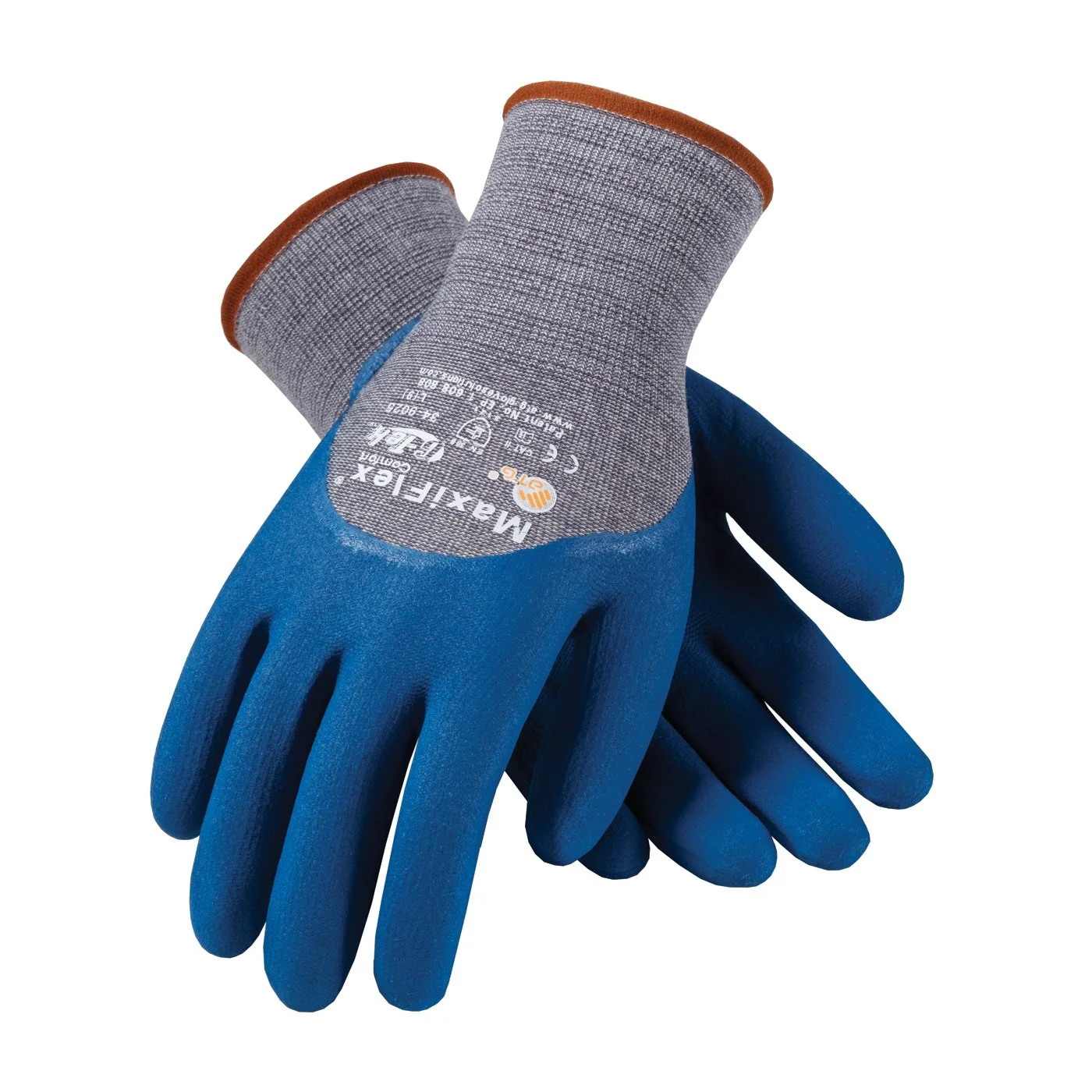 ATG Maxiflex Comfort 34-9025/M Knit Cotton/Nylon Nitrile Foam Gloves, Gray, Medium