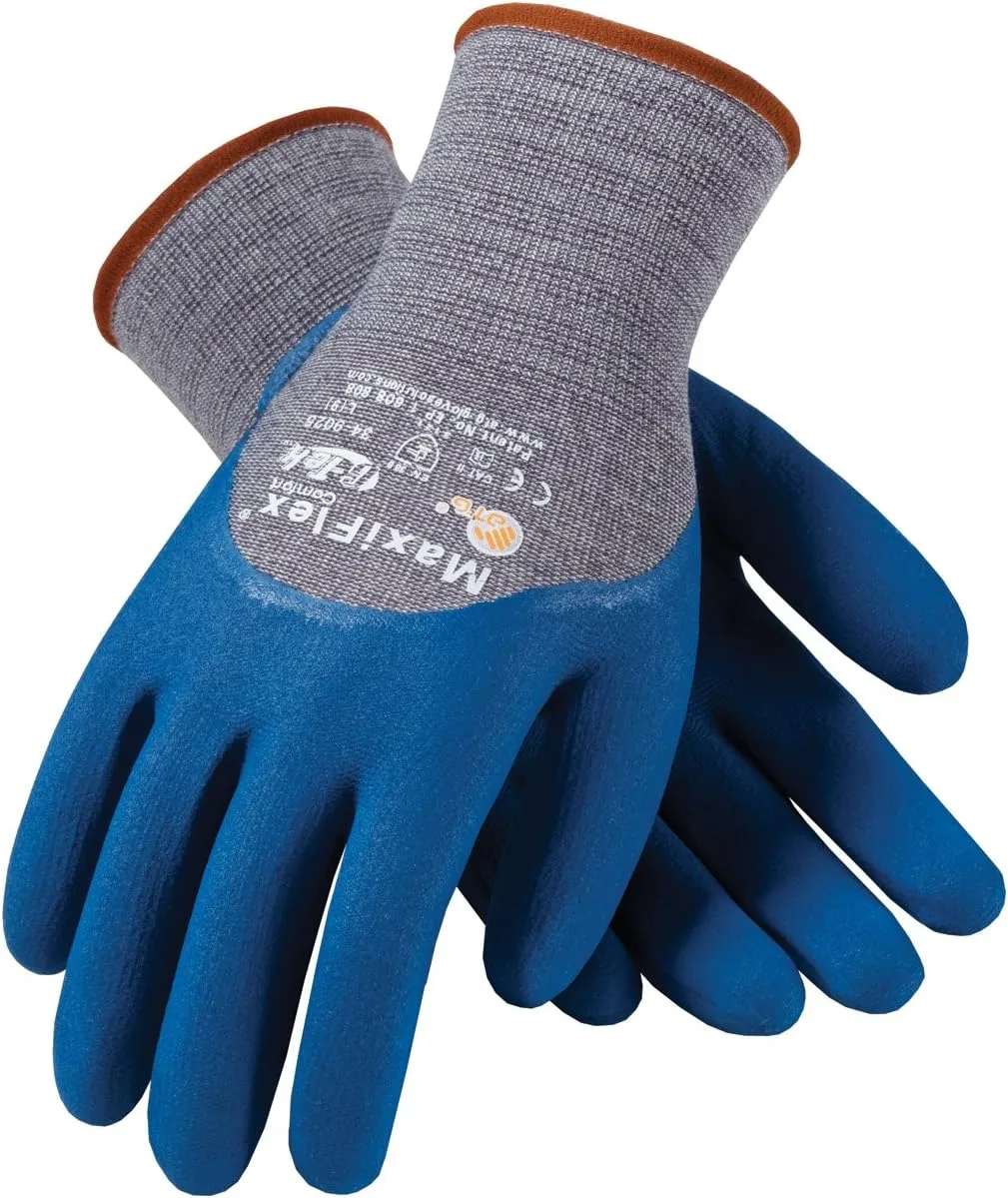 ATG Maxiflex Comfort 34-9025/M Knit Cotton/Nylon Nitrile Foam Gloves, Gray, Medium