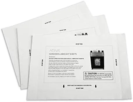 Ativa™ Shredder Lubricant Sheets, Pack Of 100 Sheets