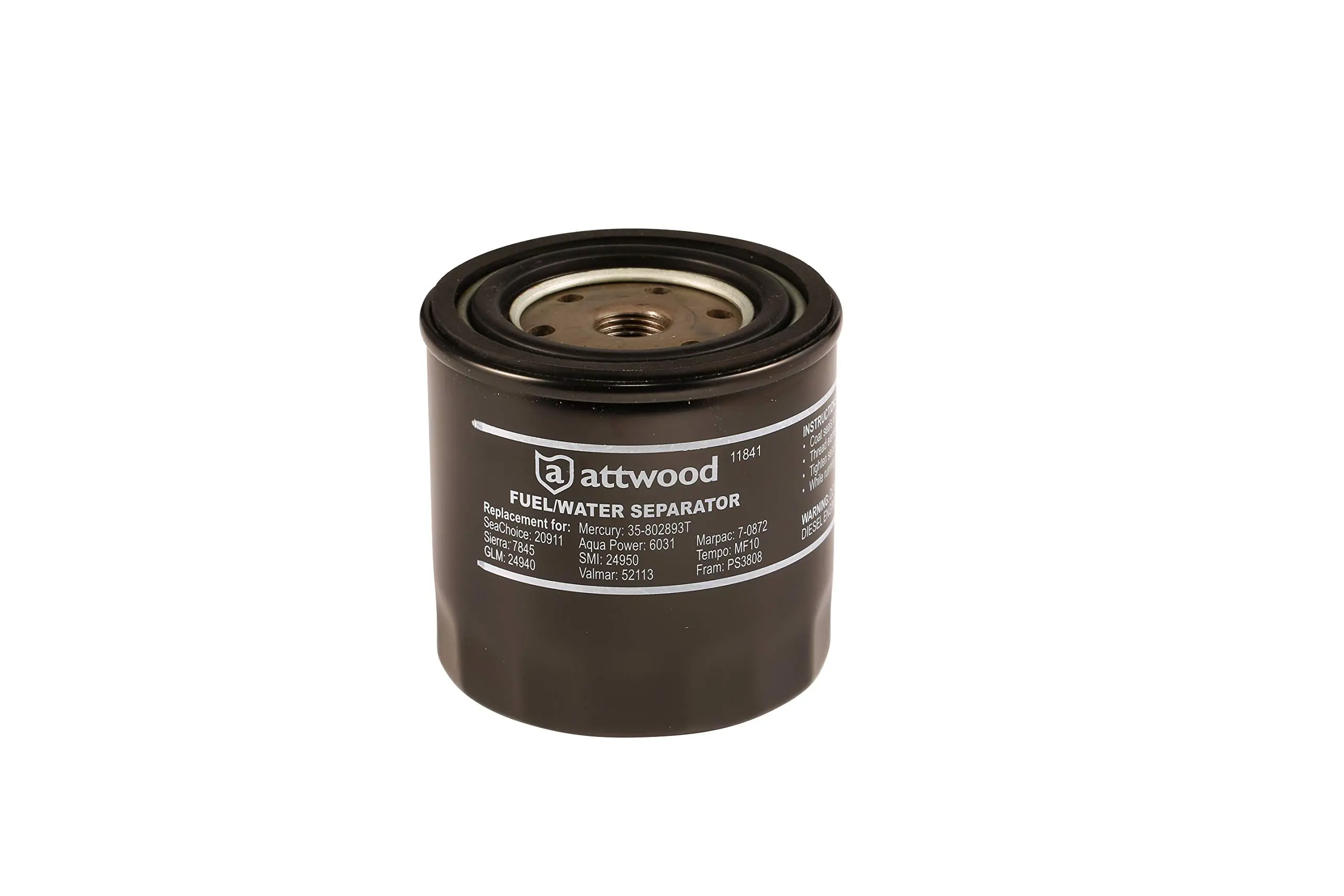 Attwood 11841-4 Universal 10-Micron Fuel/Water Separator Filter with Double Gasket, Unspecified