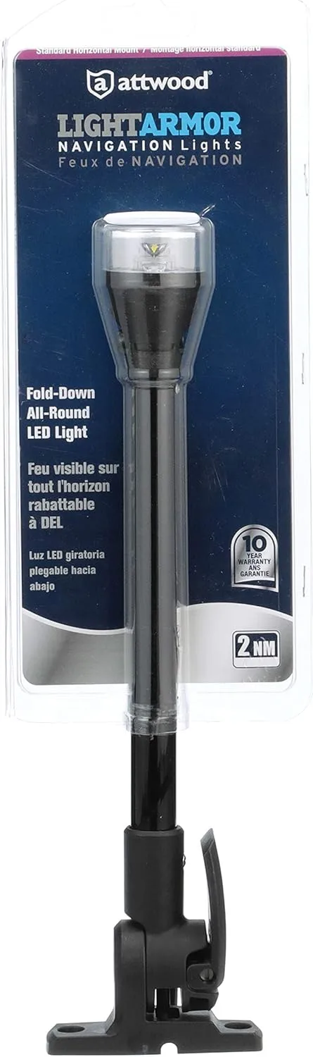 Attwood 5558-P12A7 All-Round LED Fold Down Navigation Light Black Base, 12-Inch