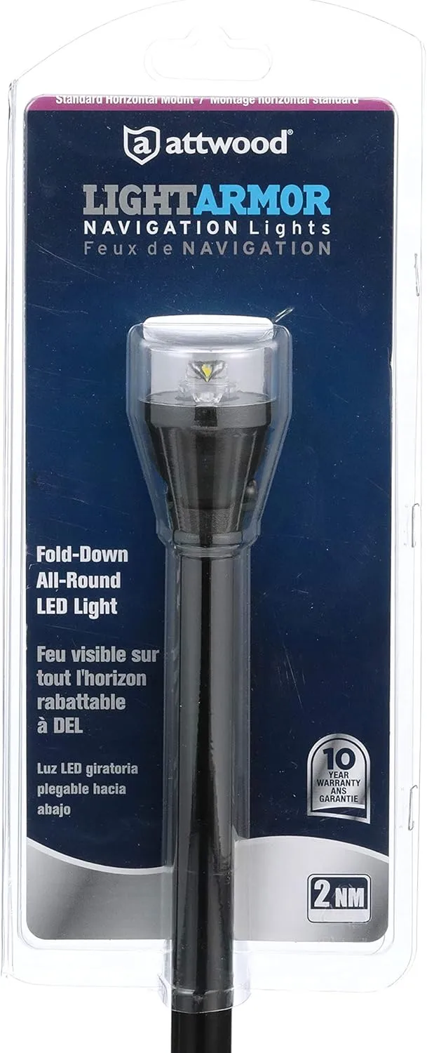 Attwood 5558-P12A7 All-Round LED Fold Down Navigation Light Black Base, 12-Inch