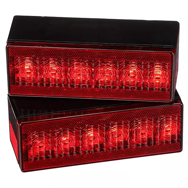 Attwood 14064-7 LED Low-Profile Trailer Light Kit — 2 Stop/Tail/Turn Submersible LED Lights, License Plate Bracket