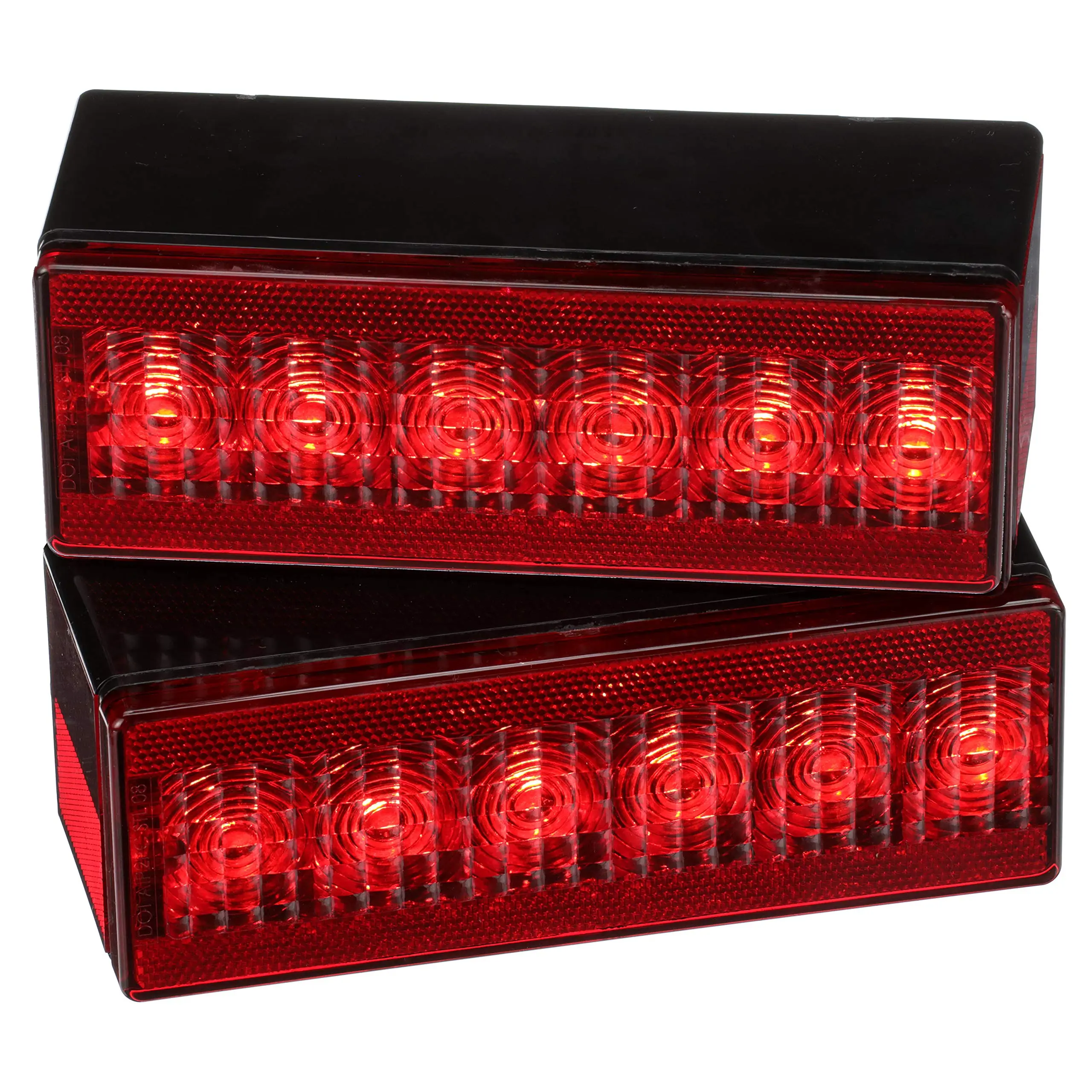 Attwood 14064-7 LED Low-Profile Trailer Light Kit — 2 Stop/Tail/Turn Submersible LED Lights, License Plate Bracket