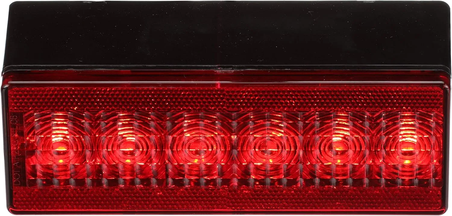 Attwood 14064-7 LED Low-Profile Trailer Light Kit — 2 Stop/Tail/Turn Submersible LED Lights, License Plate Bracket