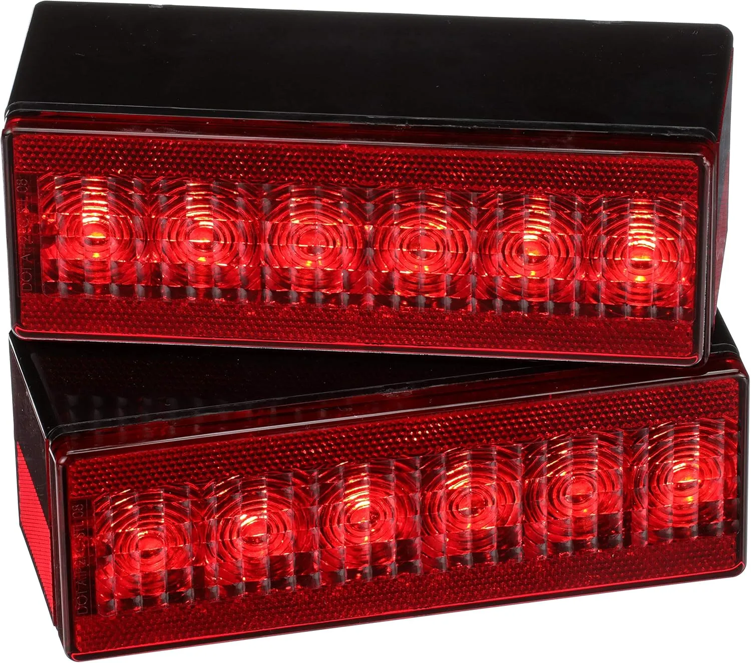 Attwood 14064-7 LED Low-Profile Trailer Light Kit — 2 Stop/Tail/Turn Submersible LED Lights, License Plate Bracket