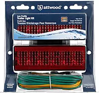 Attwood 14064-7 LED Low-Profile Trailer Light Kit — 2 Stop/Tail/Turn Submersible LED Lights, License Plate Bracket