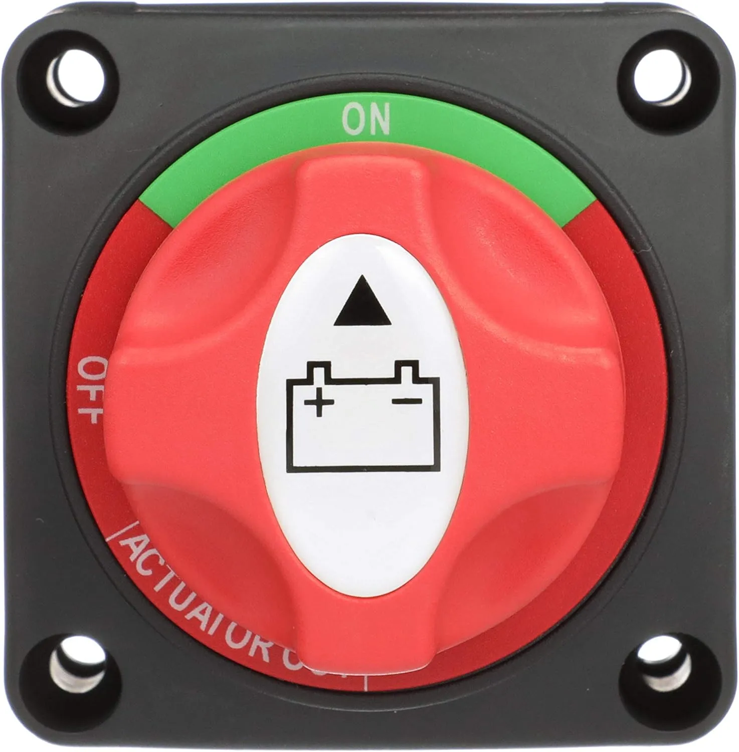 Attwood 14233-7 Battery Switch — On/Off Power Switch for Single Battery, Removable Control Knob, 12- to 50-Volt DC ,Red/Black