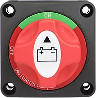 Attwood 14233-7 Battery Switch — On/Off Power Switch for Single Battery, Removable Control Knob, 12- to 50-Volt DC ,Red/Black