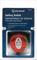 Attwood 14233-7 Battery Switch — On/Off Power Switch for Single Battery, Removable Control Knob, 12- to 50-Volt DC ,Red/Black