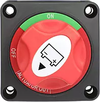 Attwood 14233-7 Battery Switch — On/Off Power Switch for Single Battery, Removable Control Knob, 12- to 50-Volt DC ,Red/Black