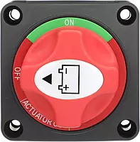 Attwood 14233-7 Battery Switch — On/Off Power Switch for Single Battery, Removable Control Knob, 12- to 50-Volt DC ,Red/Black