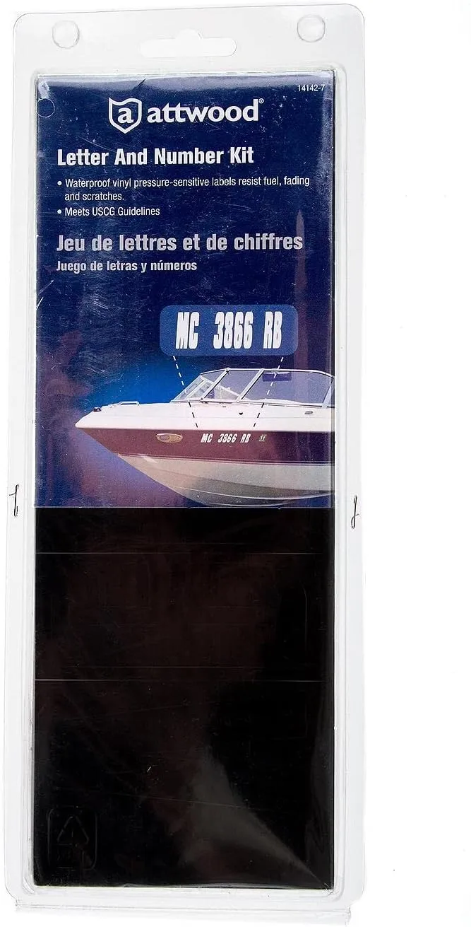 ATTWOOD 148-Piece Waterproof 3" Vinyl Boating Letter & Number Kit