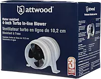 Attwood 1749-4 Turbo 4000 Series II In-Line Blower, For 4-Inch Interior Diameter Vent Hose, Water Resistant