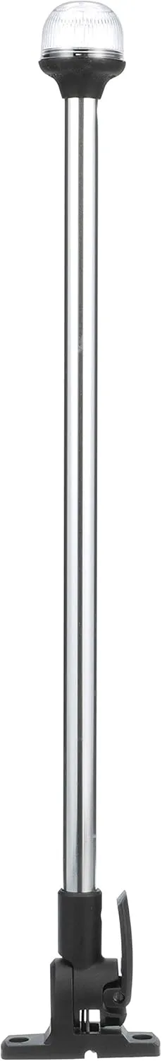 Attwood 5550-PA20-7 Lightarmor Folding All-Round 20-Inch Marine Boat 360-Degree Pole Light, Silver