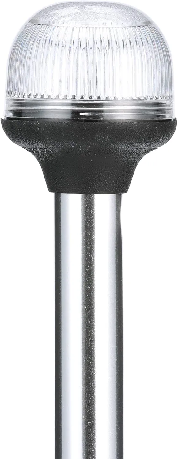 Attwood 5550-PA20-7 Lightarmor Folding All-Round 20-Inch Marine Boat 360-Degree Pole Light, Silver