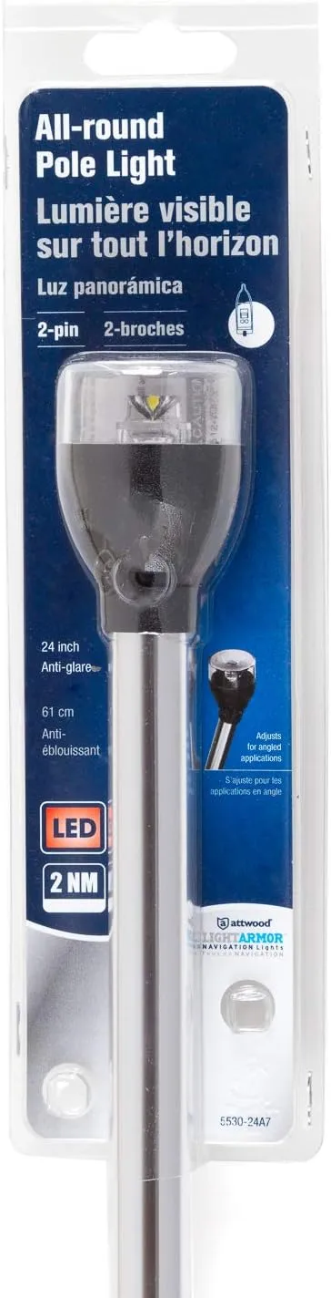 attwood 5530-24A7 All-Round 24-Inch Marine Boat LED Pole Light