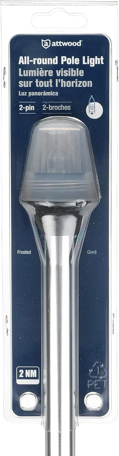 ATTWOOD Traditional Style Frosted Globe All-Round Navigation Light with 2-Pin Locking Collar Pole
