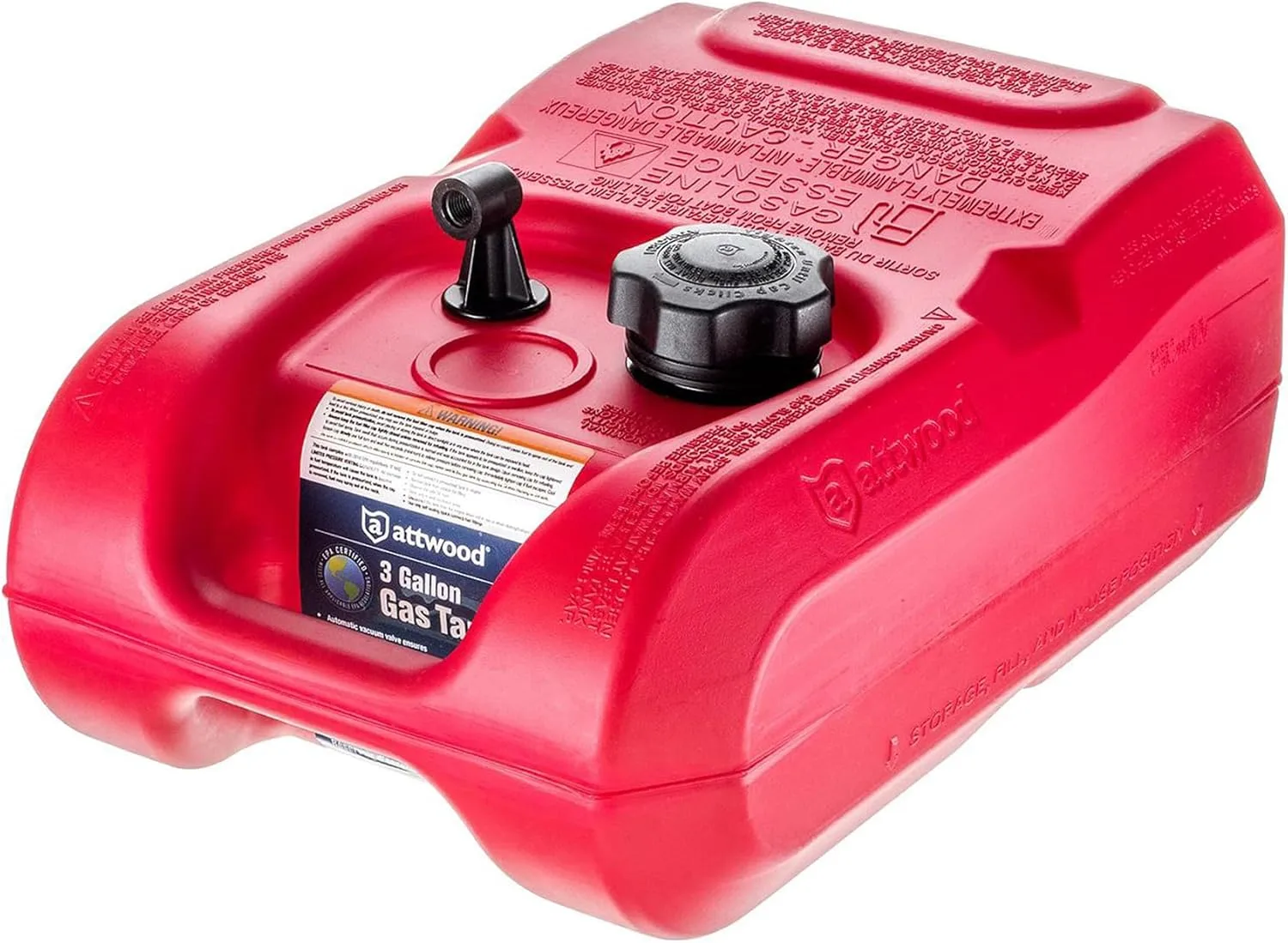 ATTWOOD 8803LP2 EPA and CARB Certified 3-Gallon Portable Marine Fuel Tank