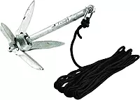 Attwood 11959-1 Universal 3 lb Marine Grapnel Folding Anchor with 20-Foot MFP Rope and Mesh Storage Bag
