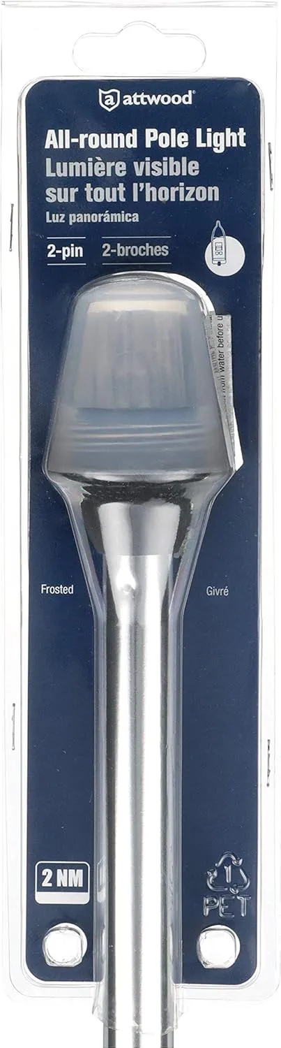 Attwood Frosted Globe All-Around Pole Light w/2-Pin Locking Collar Pole - 12V - 36"