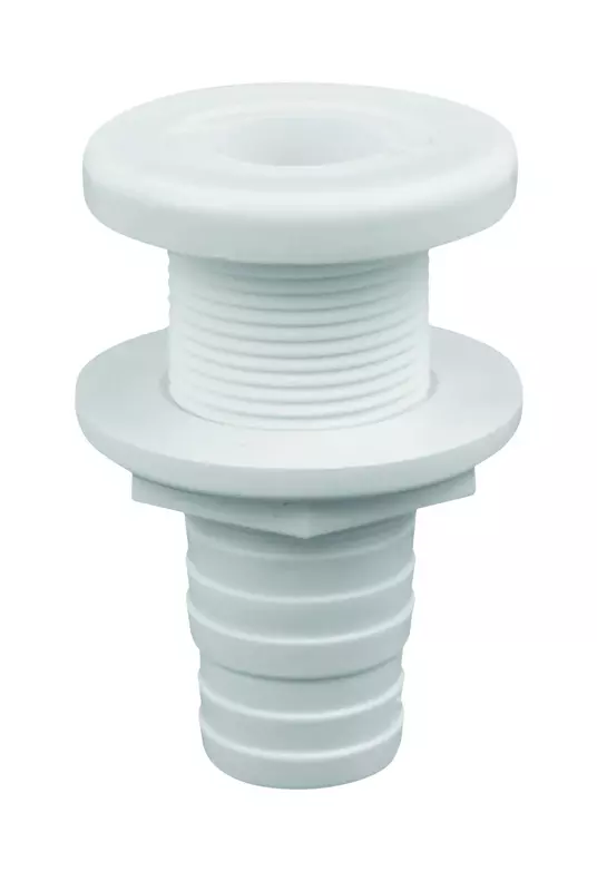 Attwood 3874-3 Polypropylene Durable Thru-Hull Connector Fitting, White Finish