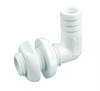 Attwood 3877-3 Polypropylene 90-Degree Thru-Hull Connector, White Finish