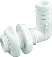 Attwood 3877-3 Polypropylene 90-Degree Thru-Hull Connector, White Finish