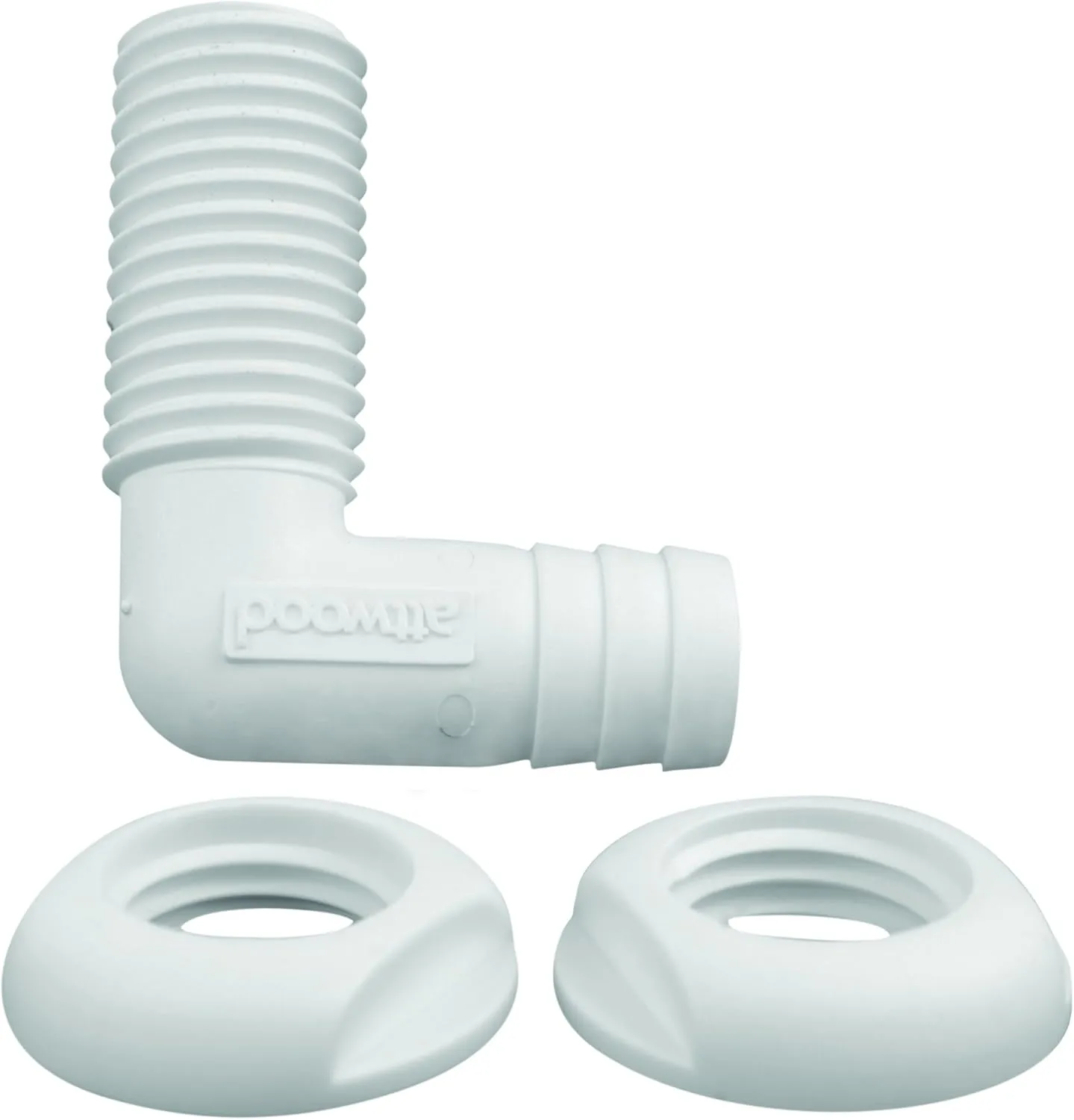 Attwood 3877-3 Polypropylene 90-Degree Thru-Hull Connector, White Finish