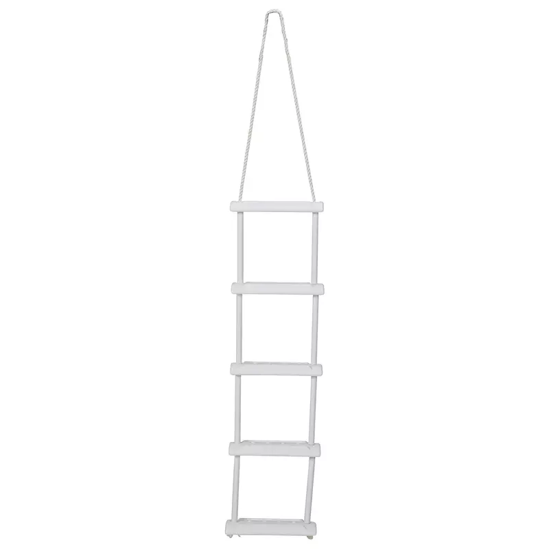 Attwood 11865-4 Rope Ladder, 5-Step, 11 ¾-Inch-Wide Blow-Molded Steps, 5 Feet Long, Non-Slip Step Surfaces, Nylon Rope