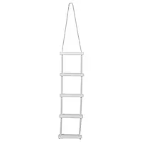 Attwood 11865-4 Rope Ladder, 5-Step, 11 ¾-Inch-Wide Blow-Molded Steps, 5 Feet Long, Non-Slip Step Surfaces, Nylon Rope