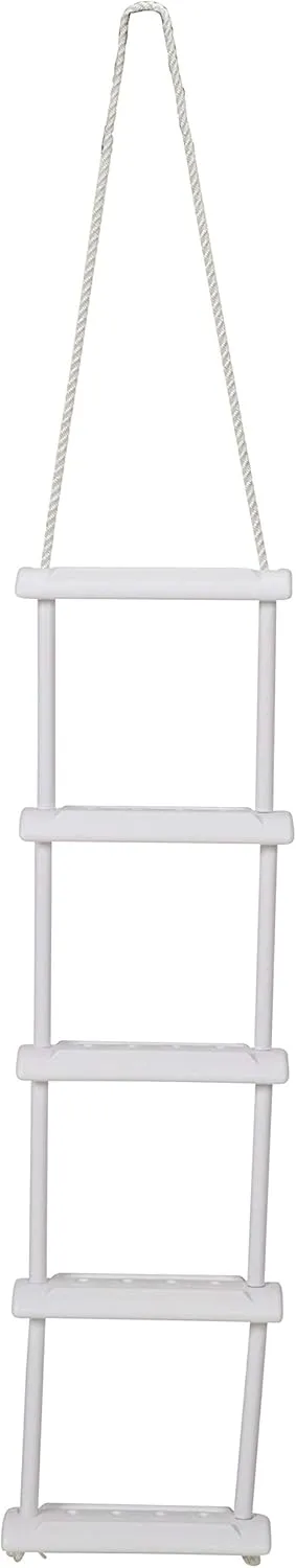 Attwood 11865-4 Rope Ladder, 5-Step, 11 ¾-Inch-Wide Blow-Molded Steps, 5 Feet Long, Non-Slip Step Surfaces, Nylon Rope