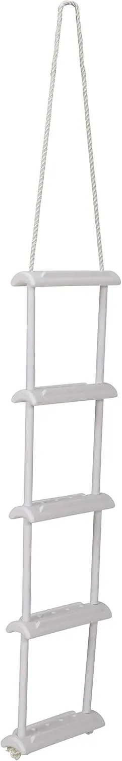 Attwood 11865-4 Rope Ladder, 5-Step, 11 ¾-Inch-Wide Blow-Molded Steps, 5 Feet Long, Non-Slip Step Surfaces, Nylon Rope