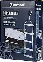 Attwood 11865-4 Rope Ladder, 5-Step, 11 ¾-Inch-Wide Blow-Molded Steps, 5 Feet Long, Non-Slip Step Surfaces, Nylon Rope