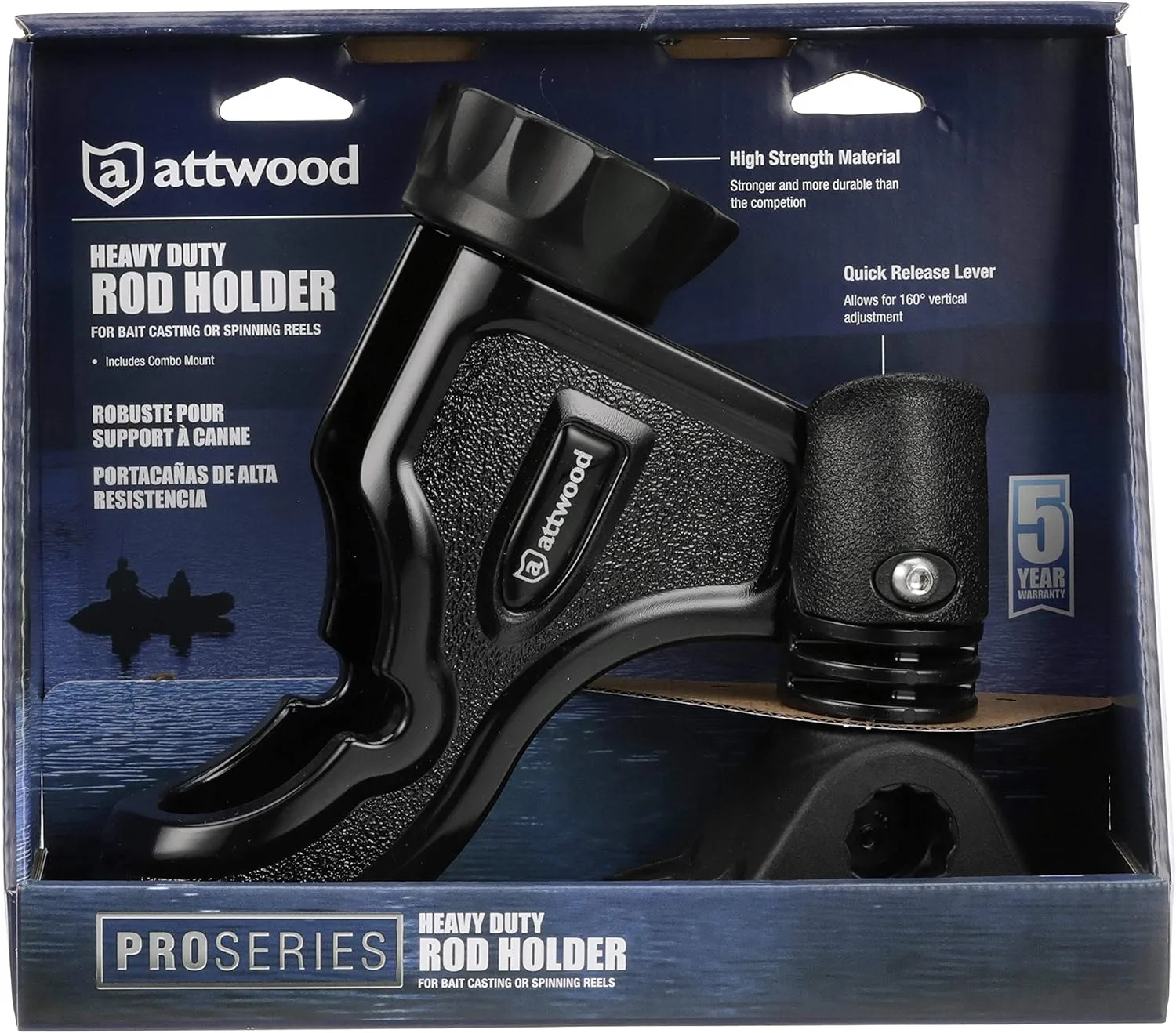 Attwood 5010-4 Pro Series Rod Holder w/ Combo Mount - Black