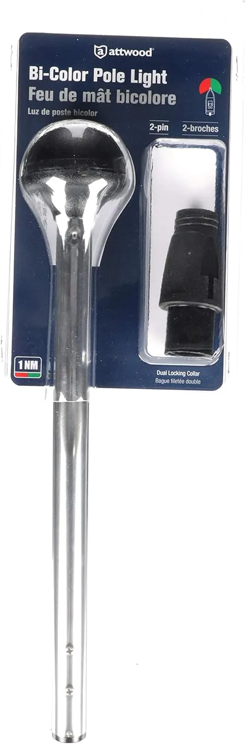 Attwood 5091-10-7 Bi-Color Stowaway 1-Mile Sidelights, 10-Inch Angled Pole, 225-Degree Visibility for Boats Up to 39.4 Feet