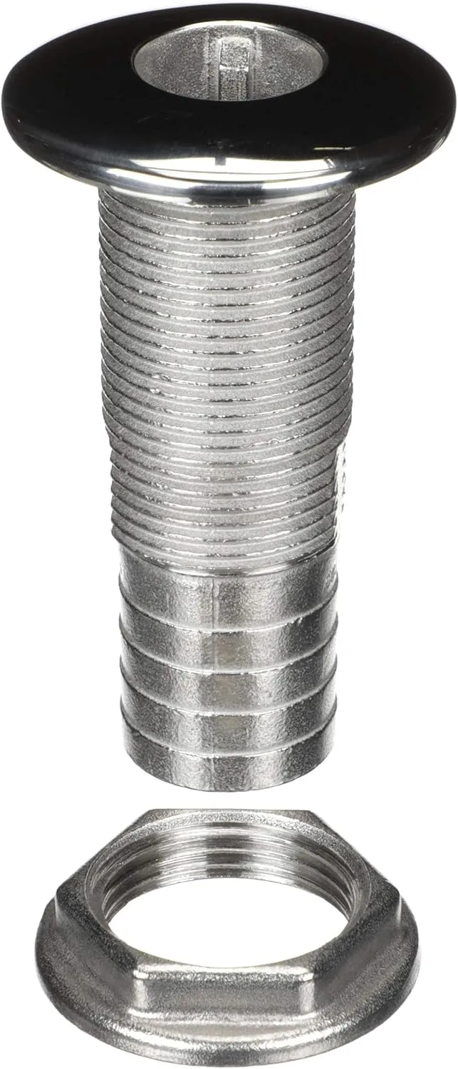 ATTWOOD Stainless Steel Straight Barbed Thru-Hull (Standard Thread)
