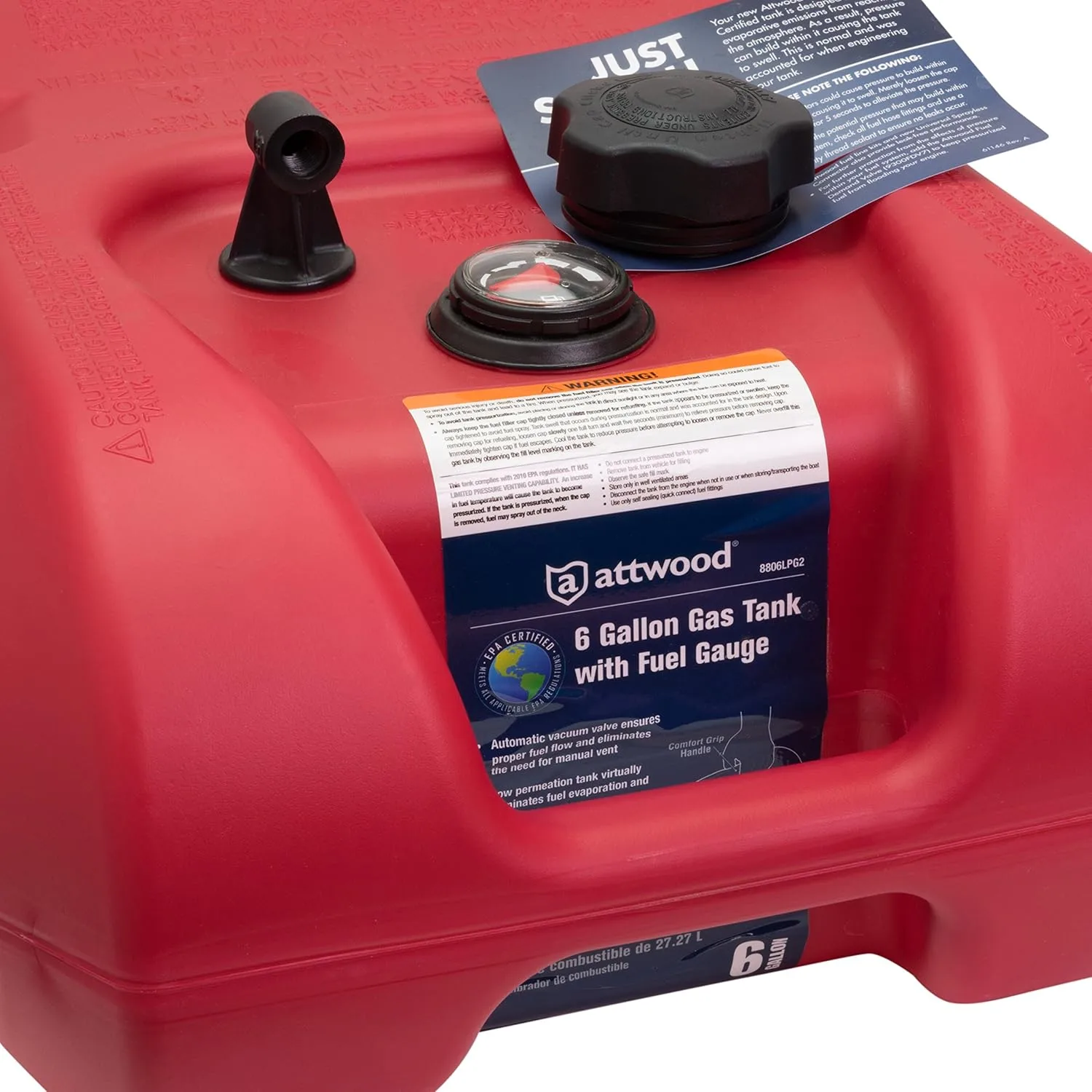 Attwood EPA and CARB Certified 6-Gallon Portable Marine Fuel Tank