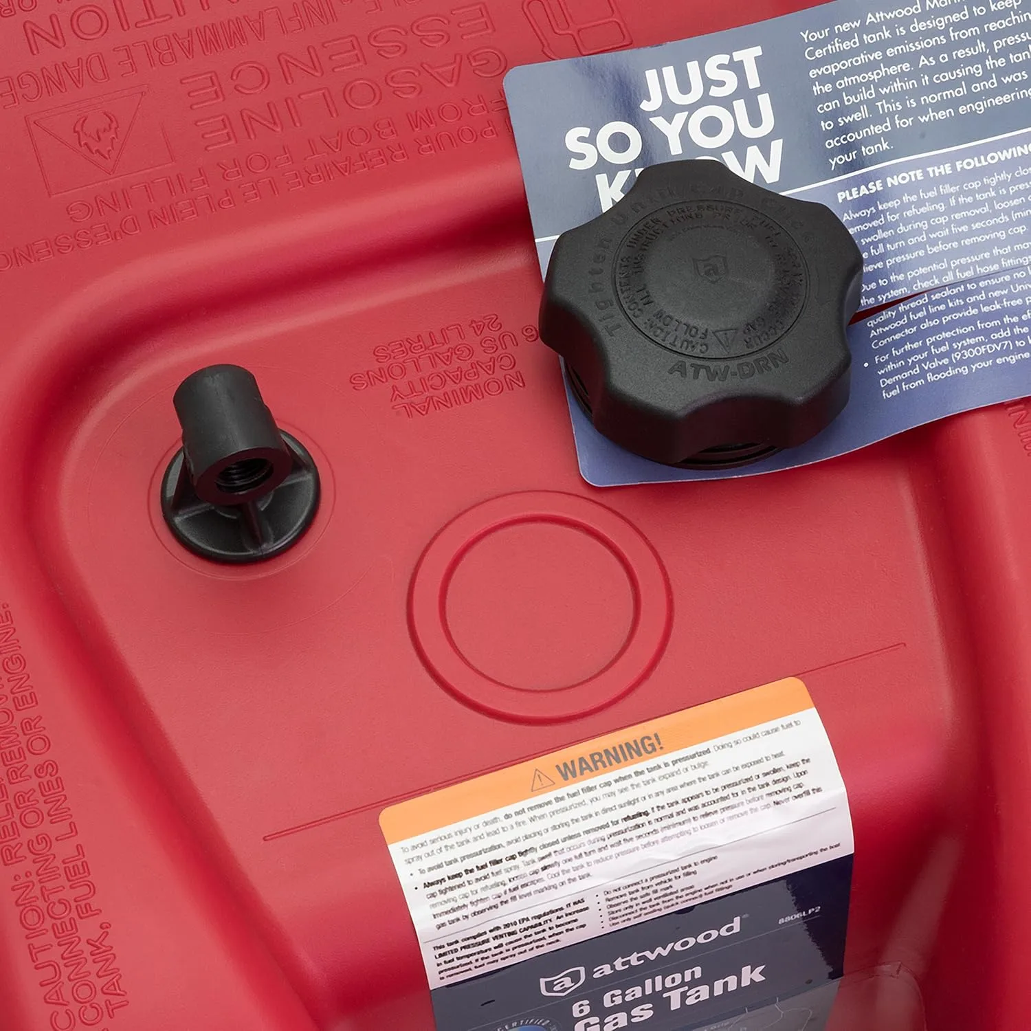 Attwood EPA and CARB Certified 6-Gallon Portable Marine Fuel Tank