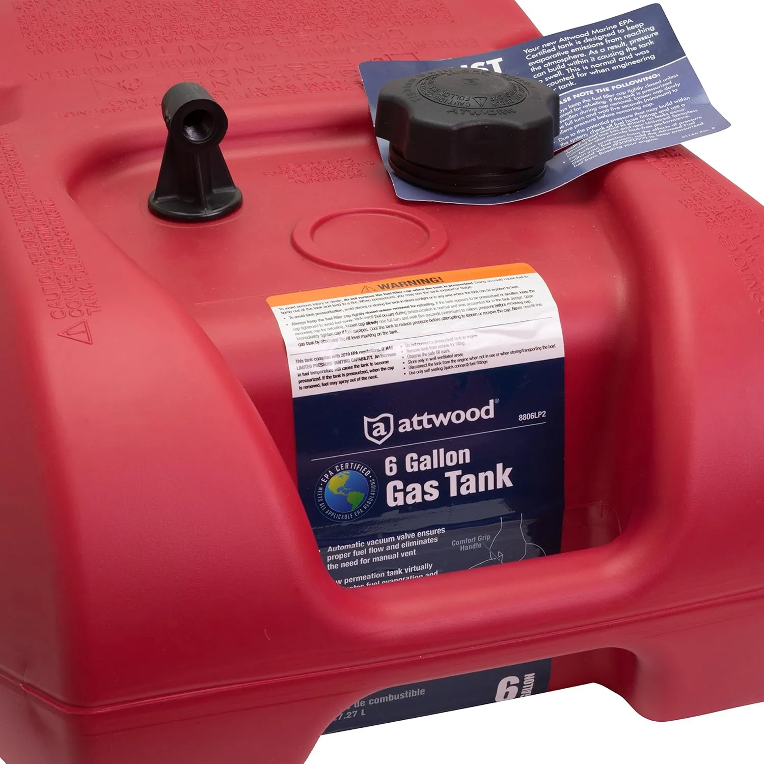 Attwood EPA and CARB Certified 6-Gallon Portable Marine Fuel Tank