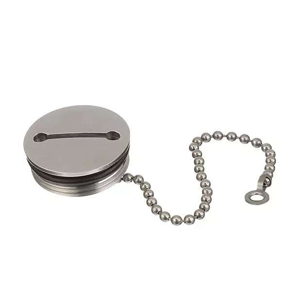 Attwood 66074-3 Stainless Steel Deck Fill Replacement Cap & Chain fits 3.0” Flange