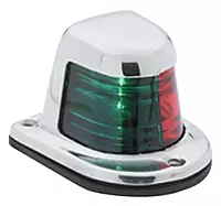 Attwood 1-Mile Deck Mount, Bi-Color Red/Green Combo Sidelight - 12V - Stainless Steel Housing