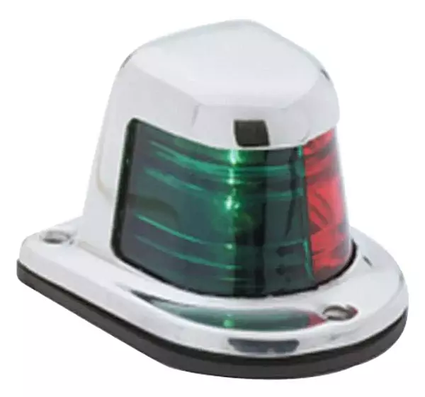 Attwood 1-Mile Deck Mount, Bi-Color Red/Green Combo Sidelight - 12V - Stainless Steel Housing