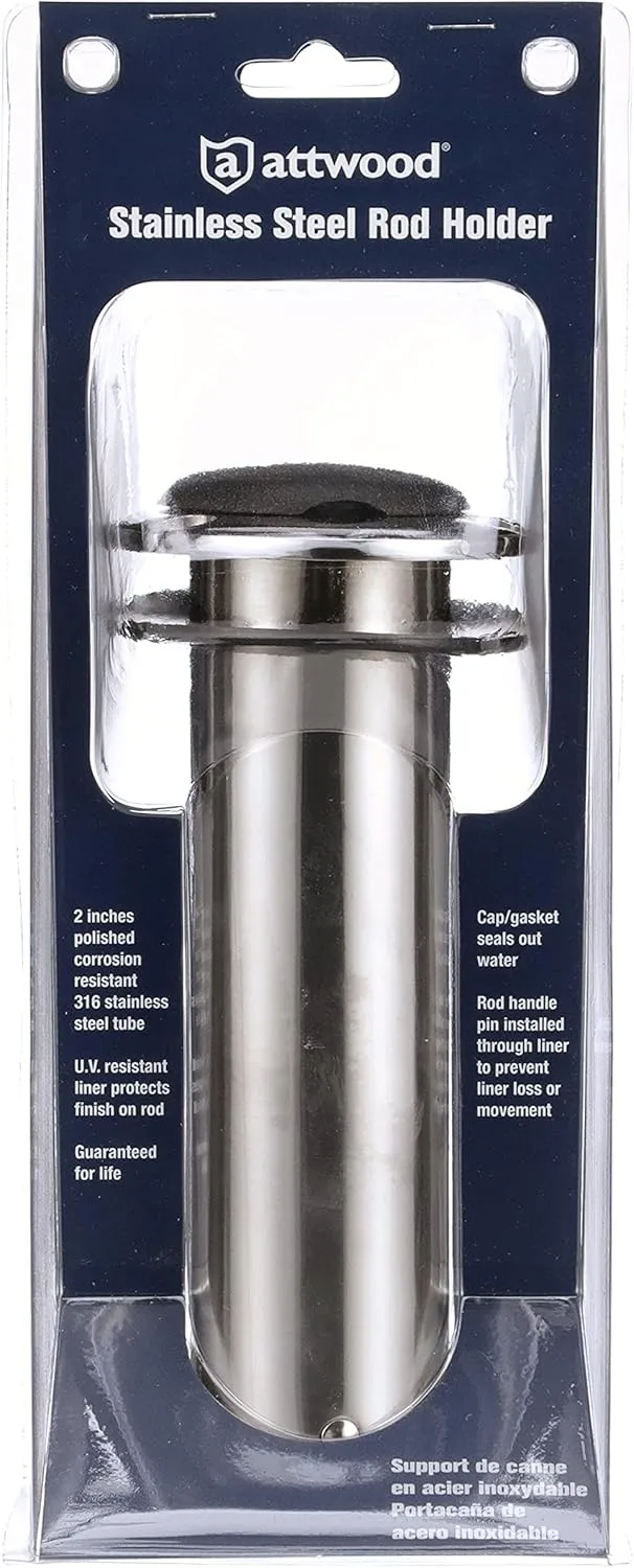 Attwood 66364-7 Stainless Steel Flush Mount 0 Degree Rod Holder (2-Inch)
